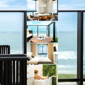 Conforto e Estilo Vista para o Mar Hidromassagem Wi-Fi Ar Condicionado Vaga Privativa e a Passos da Praia